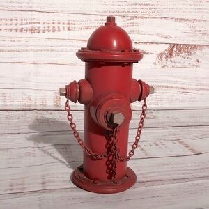 Cost Plus World Market Red Fire Hydrant Decor 9”x4” piggy bank NWT